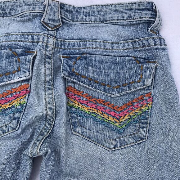 LEI Women Sz 5 Flare Bootcut Low Rise Jeans VTG Y2K Rainbow 90s grunge boho - Picture 4 of 13